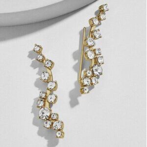✨ BaubleBar Gold Crystal Ear Climbers | Elevated Sleek Modern Luxe Glam💫✨